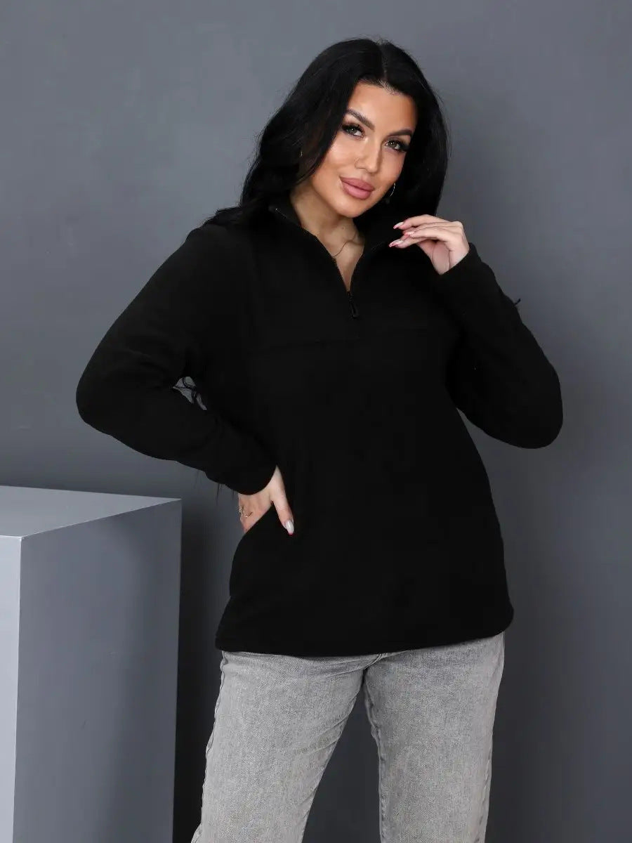 Damer fleece-tröja med hög krage Eva Jonsson-Eva Jonsson