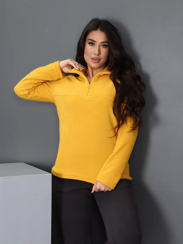 Damer fleece-tröja med hög krage Eva Jonsson-Eva Jonsson