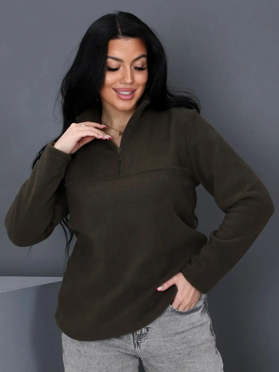 Damer fleece-tröja med hög krage Eva Jonsson-Eva Jonsson