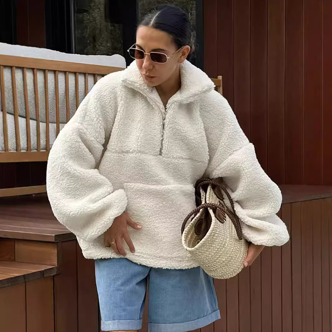 Damer fleece-tröja med hög krage Mirla-Eva Jonsson