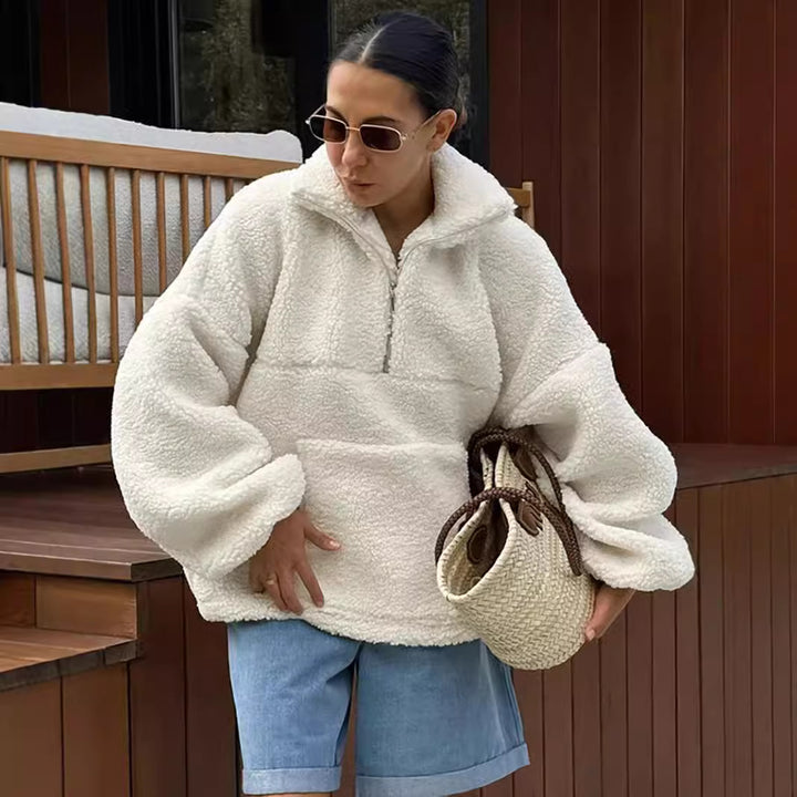 Damer fleece-tröja med hög krage Mirla-Eva Jonsson