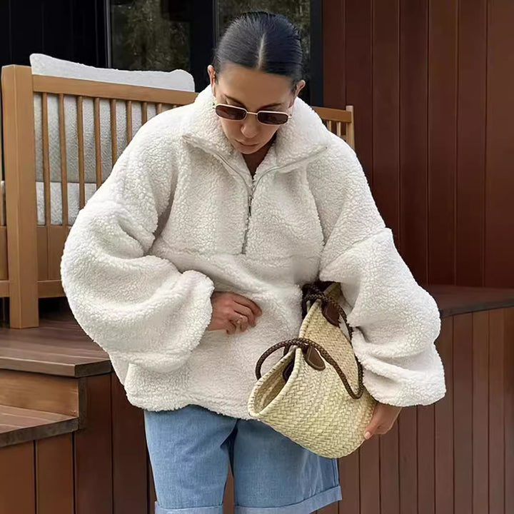 Damer fleece-tröja med hög krage Mirla-Eva Jonsson