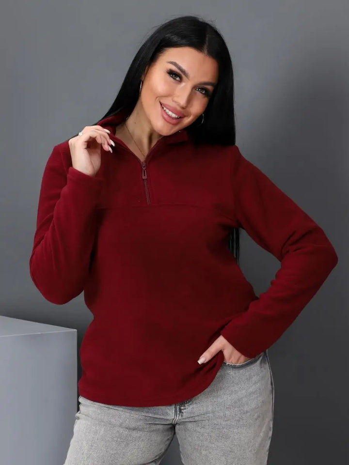 Damer fleece-tröja med hög krage Eva Jonsson-Eva Jonsson