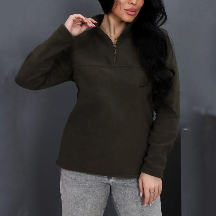 Damer fleece-tröja med hög krage Eva Jonsson-Eva Jonsson