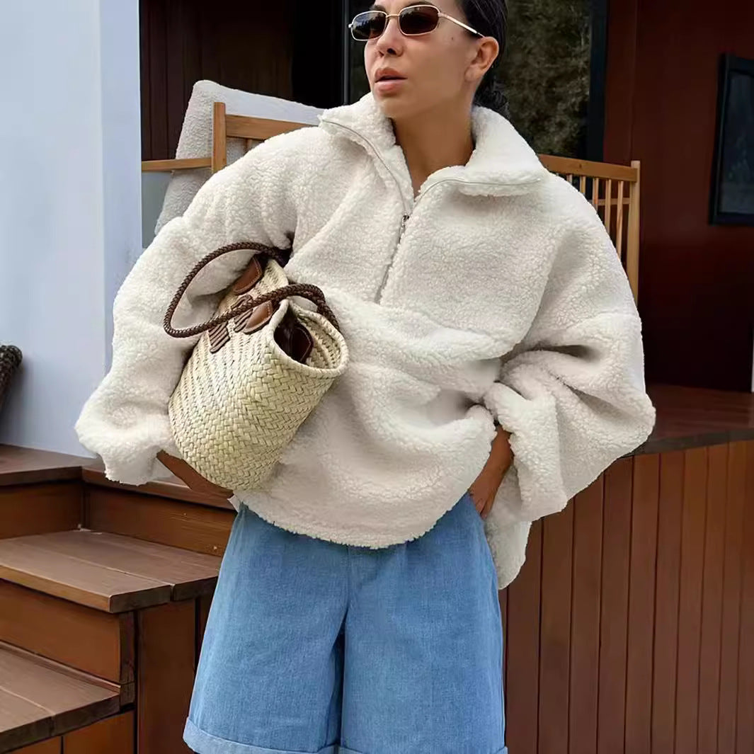 Damer fleece-tröja med hög krage Mirla-Eva Jonsson