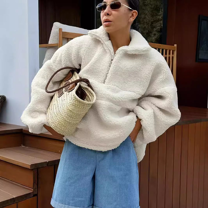 Damer fleece-tröja med hög krage Mirla-Eva Jonsson