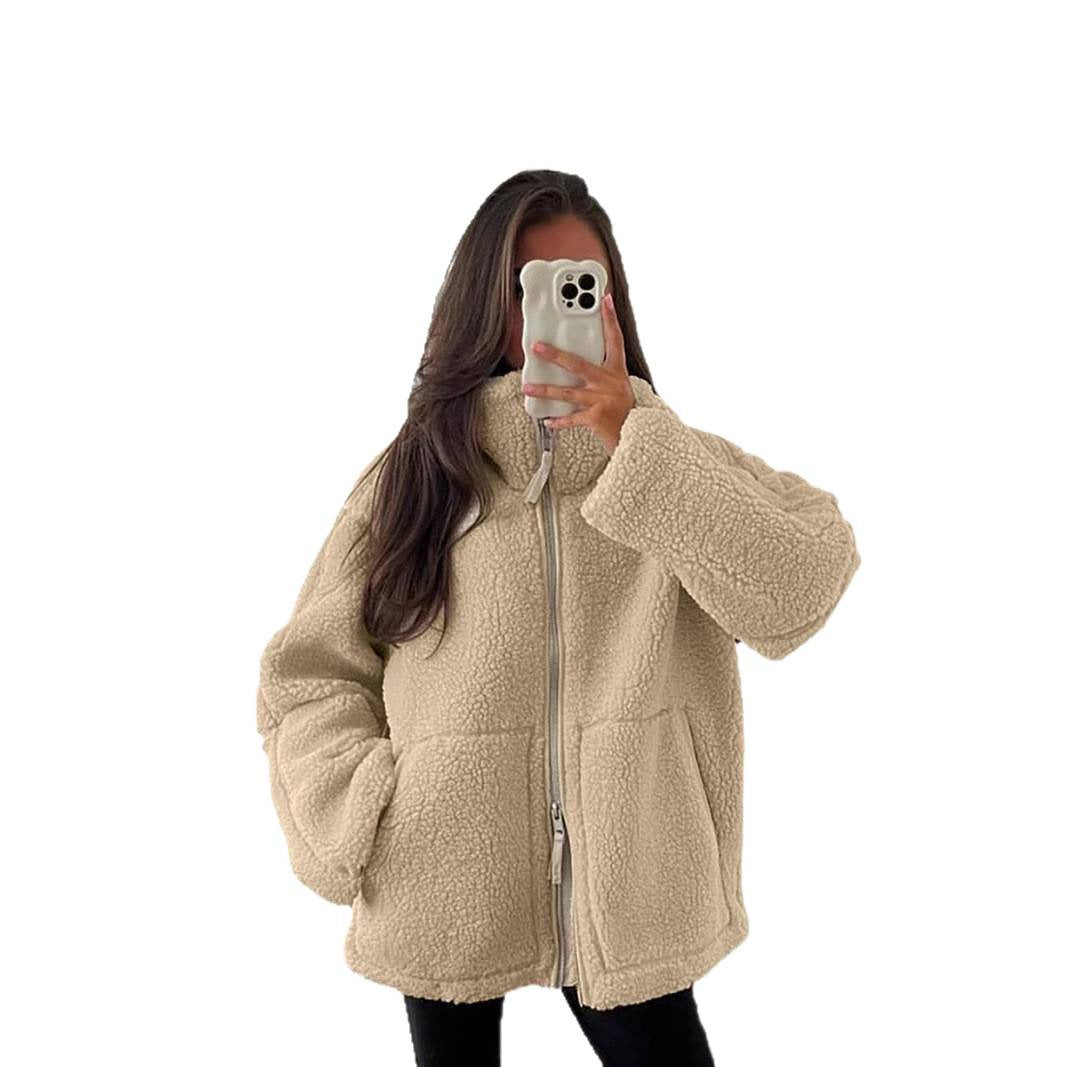 Damer fluffig fleecejacka med oversized skärning Mirla-Eva Jonsson