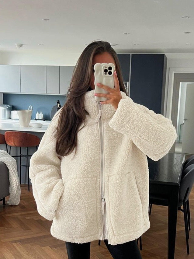 Damer fluffig fleecejacka med oversized skärning Mirla-Eva Jonsson