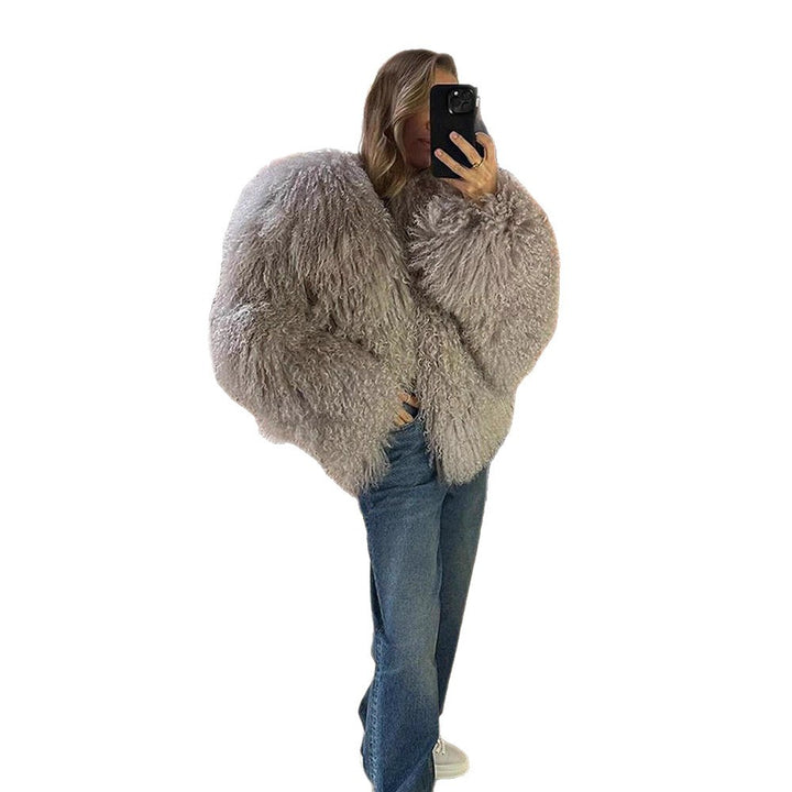Damer fluffig pälsjacka med mjuk passform och voluminösa ärmar Eva Jonsson-Eva Jonsson