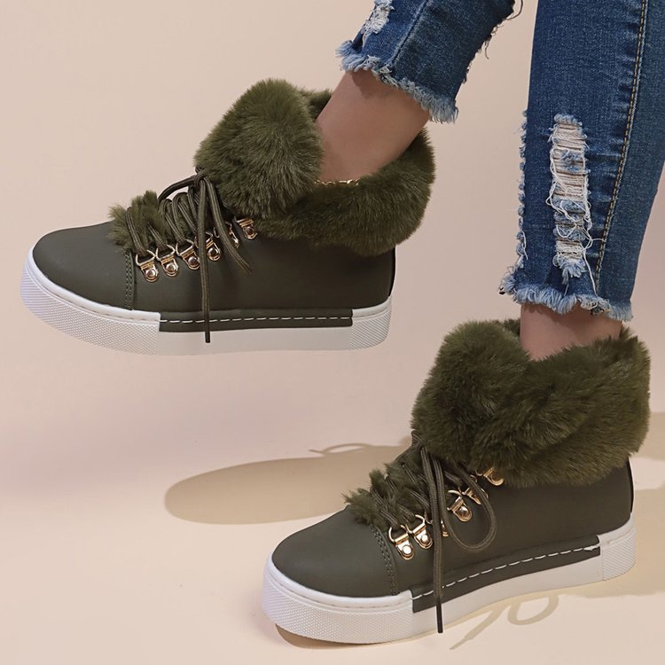 Damer fluffiga sneakers med varm foder och modisk snörning Mirla-Eva Jonsson