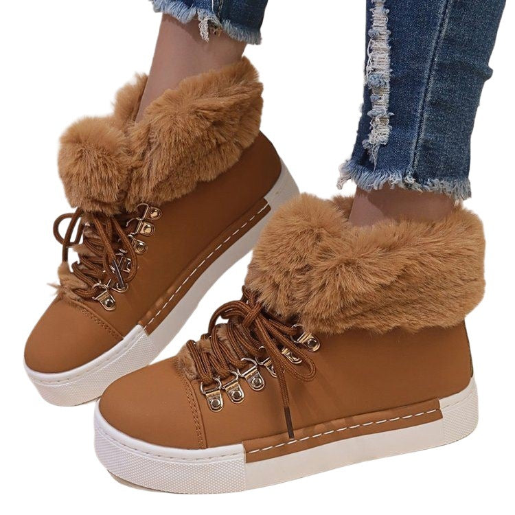 Damer fluffiga sneakers med varm foder och modisk snörning Mirla-Eva Jonsson