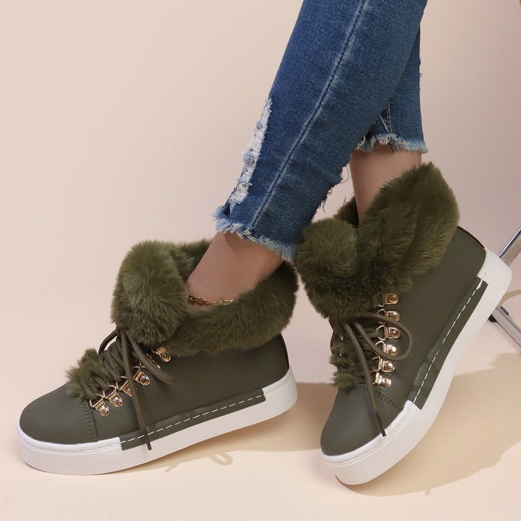 Damer fluffiga sneakers med varm foder och modisk snörning Mirla-Eva Jonsson