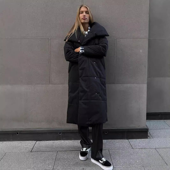 Damer fodrad övergångsjacka med bred krage och bälte Mirla-Eva Jonsson