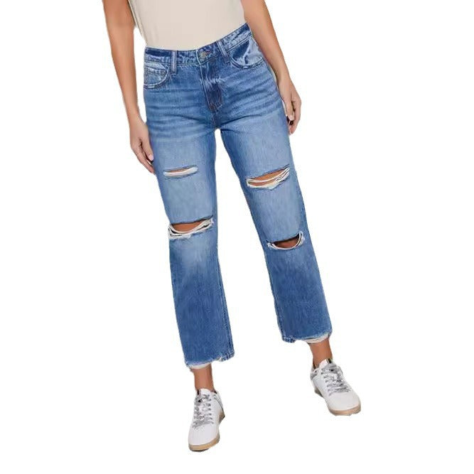 Damer förstörda jeans i moderiktig bootcut-stil Mirla-Eva Jonsson