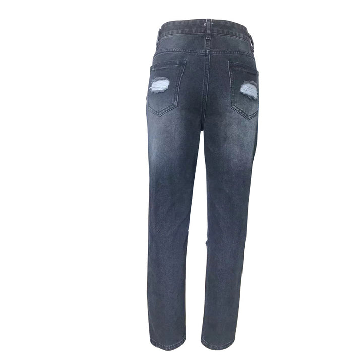Damer förstörda jeans med hög midja och avslappnad passform Mirla-Eva Jonsson