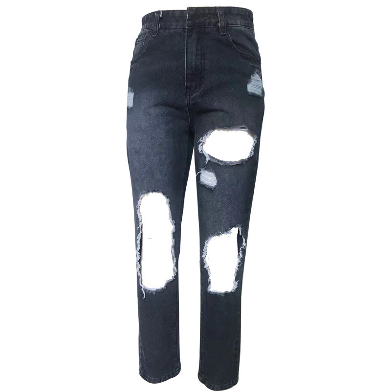 Damer förstörda jeans med hög midja och avslappnad passform Mirla-Eva Jonsson