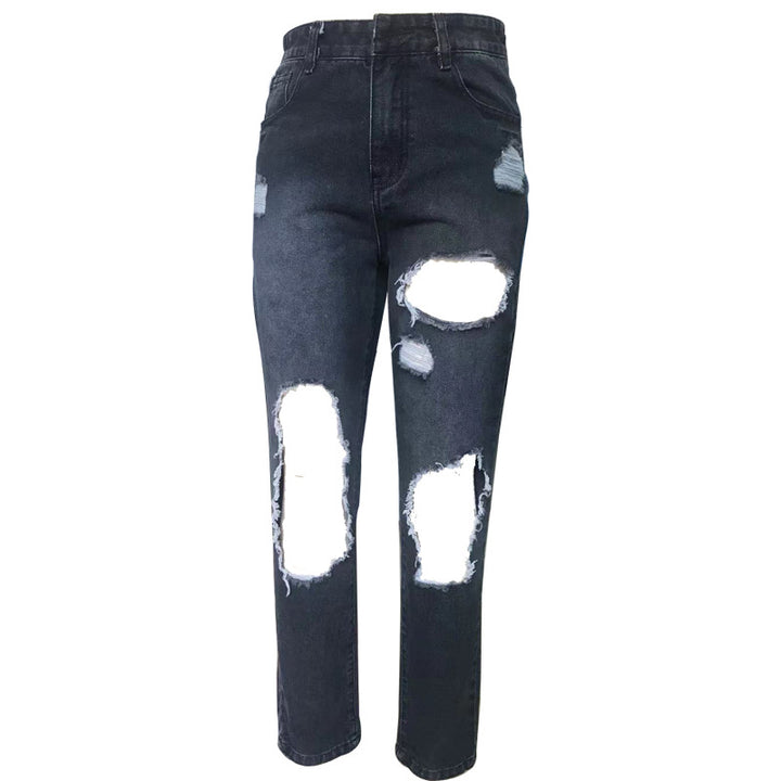 Damer förstörda jeans med hög midja och avslappnad passform Mirla-Eva Jonsson