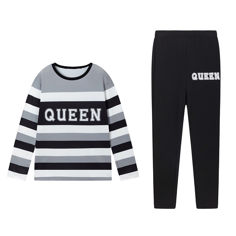 Damer fritids-loungewear set med randig design och motiv Mirla-Eva Jonsson