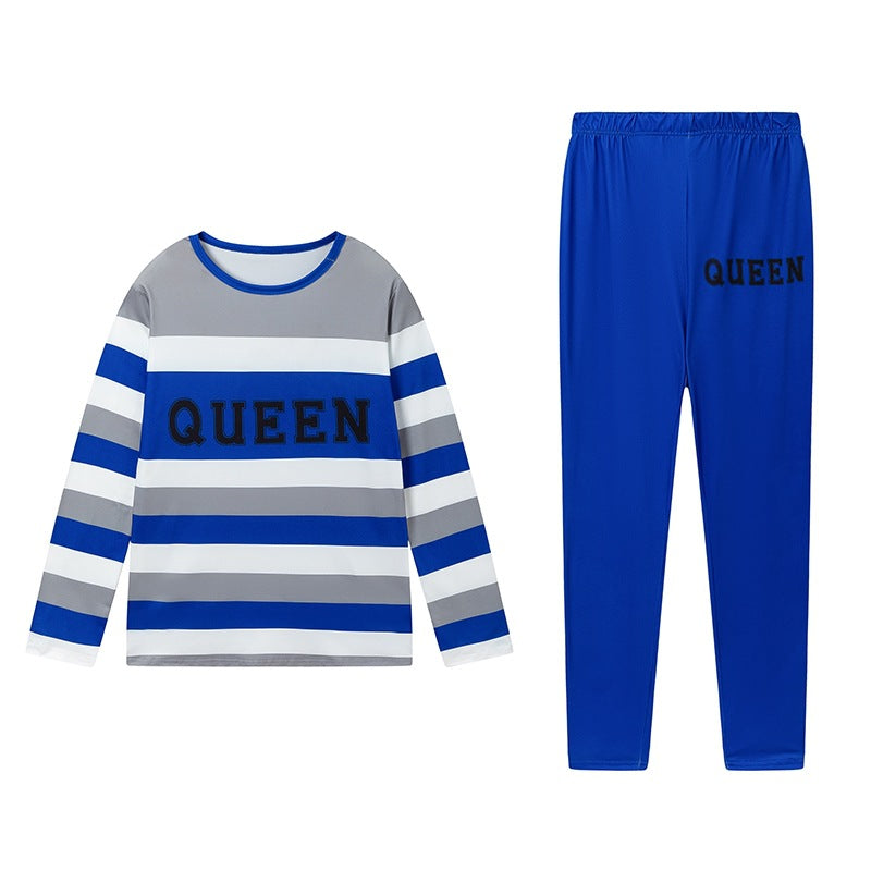 Damer fritids-loungewear set med randig design och motiv Mirla-Eva Jonsson