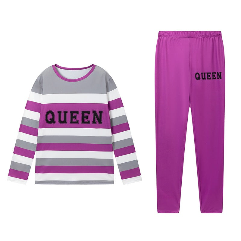 Damer fritids-loungewear set med randig design och motiv Mirla-Eva Jonsson