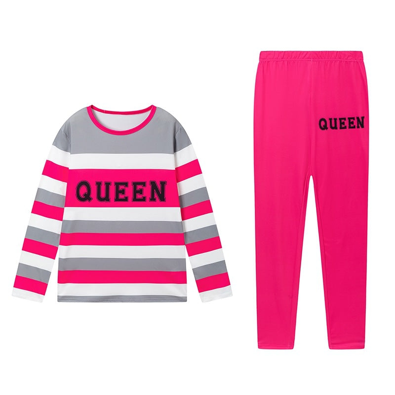 Damer fritids-loungewear set med randig design och motiv Mirla-Eva Jonsson