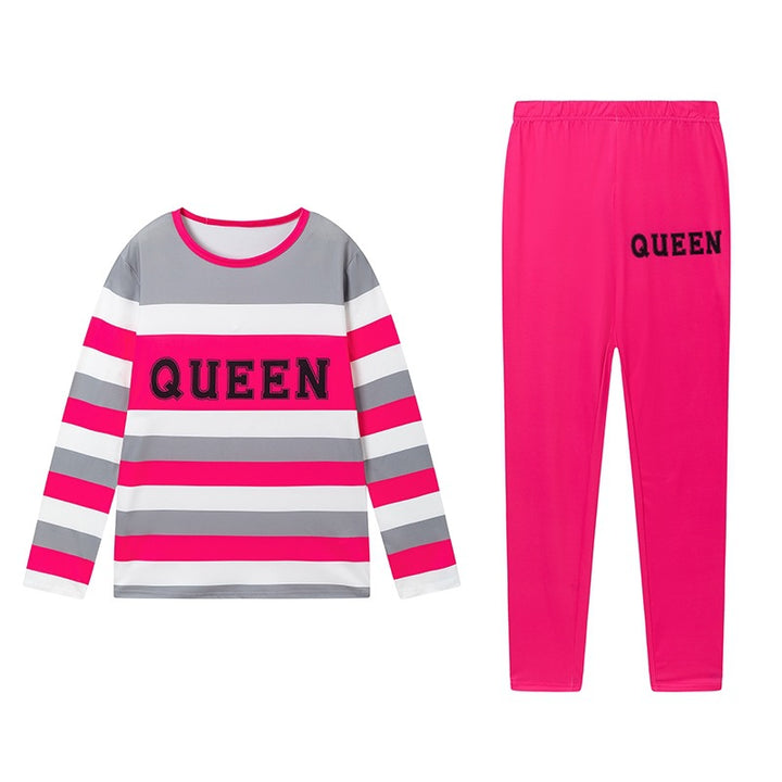 Damer fritids-loungewear set med randig design och motiv Mirla-Eva Jonsson