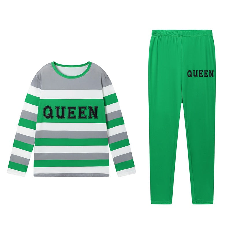 Damer fritids-loungewear set med randig design och motiv Mirla-Eva Jonsson