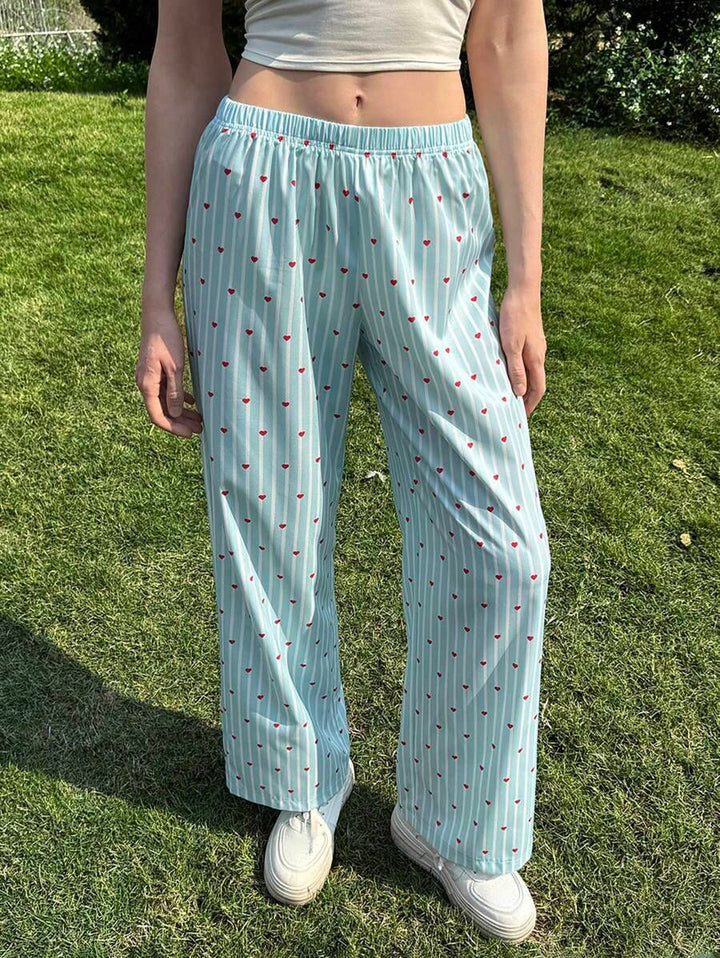 Damer fritidsbyxor med randigt mönster och hjärtmotiv Mirla-Eva Jonsson