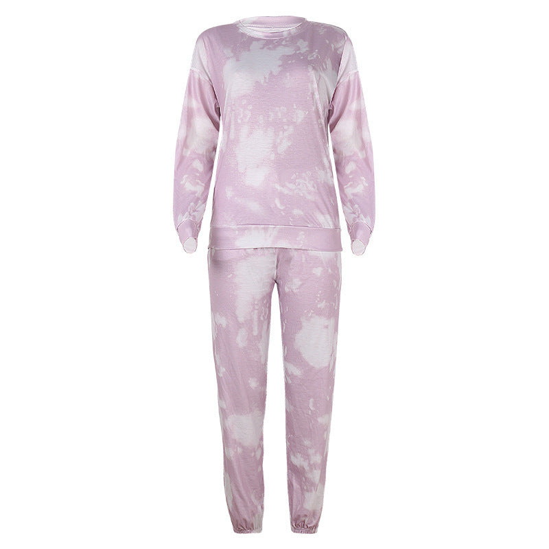 Damer fritidsloungewear-set med låg midja och modernt batikdesign Mirla-Eva Jonsson
