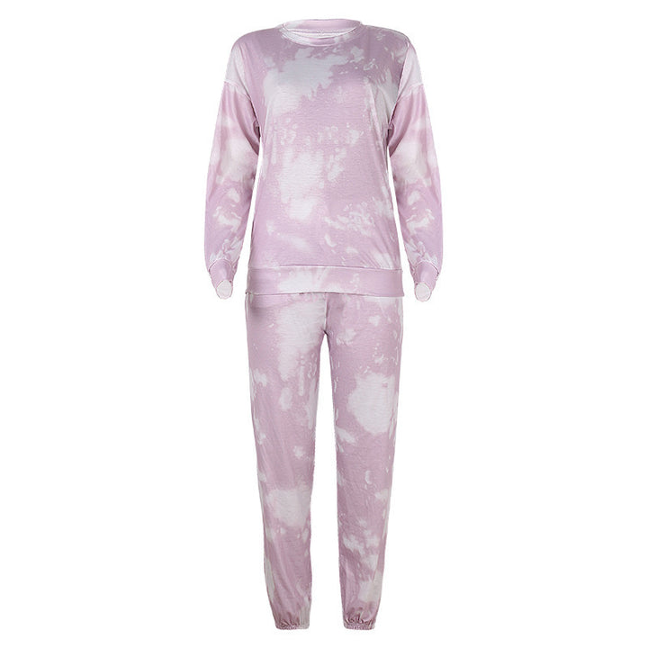 Damer fritidsloungewear-set med låg midja och modernt batikdesign Mirla-Eva Jonsson