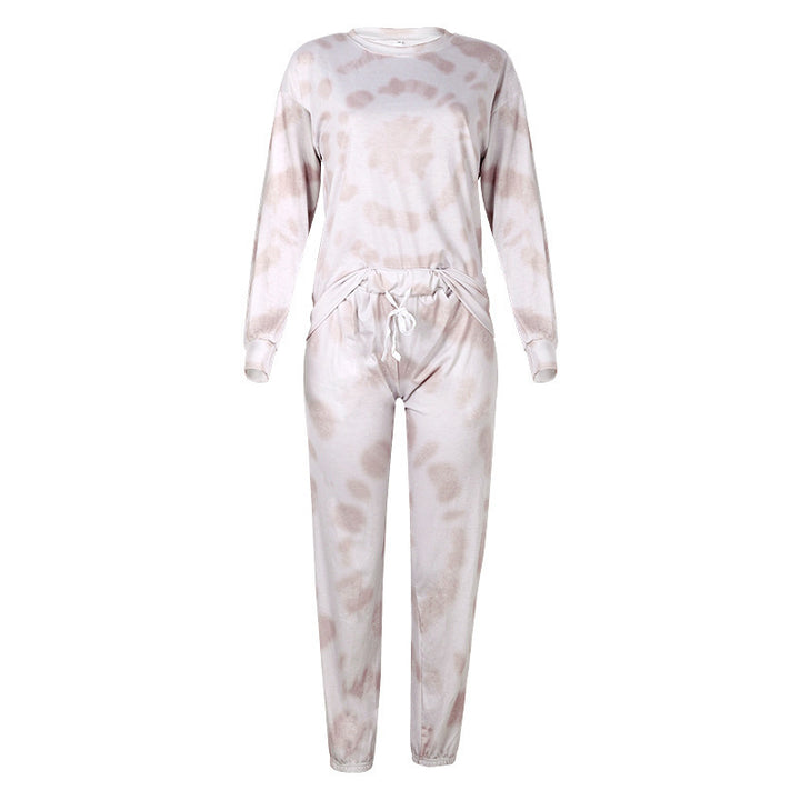 Damer fritidsloungewear-set med låg midja och modernt batikdesign Mirla-Eva Jonsson