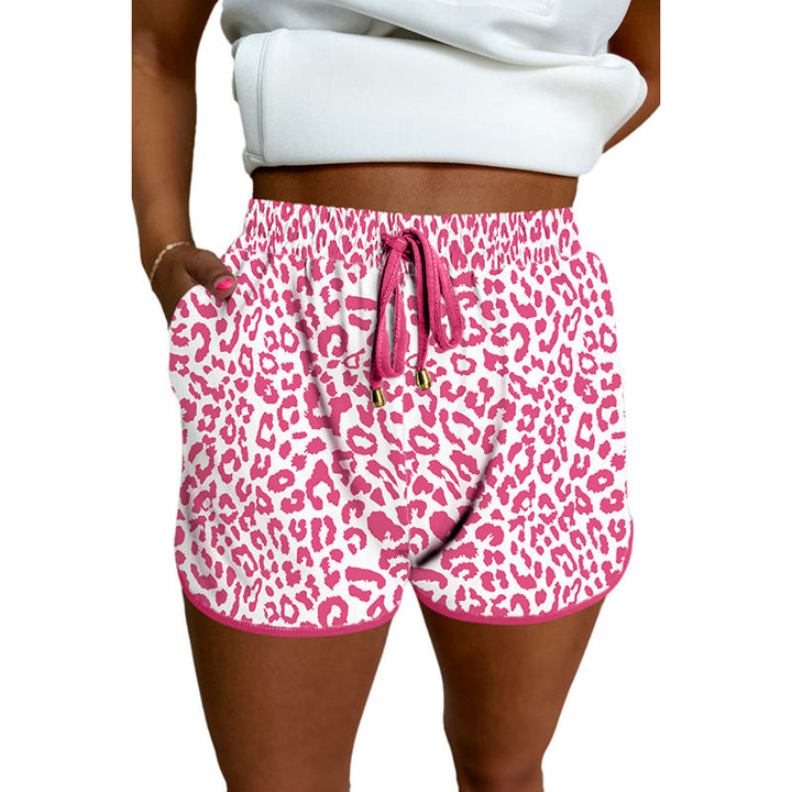 Damer fritidsshorts med modernt leopardmönster och elastisk midja Mirla-Eva Jonsson