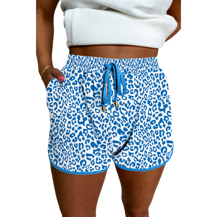 Damer fritidsshorts med modernt leopardmönster och elastisk midja Mirla-Eva Jonsson