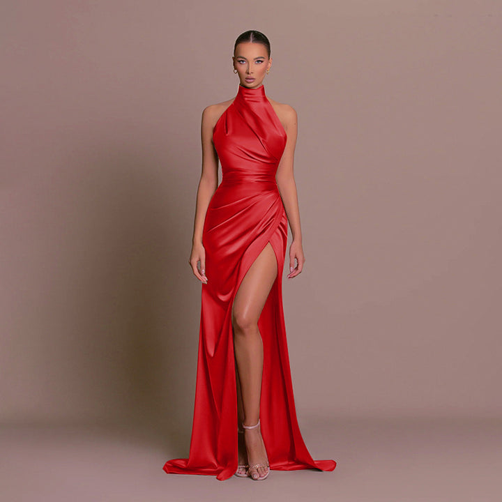 Damer glamoröst aftonklänning med hög slits och elegant wrap-look Mirla-Eva Jonsson