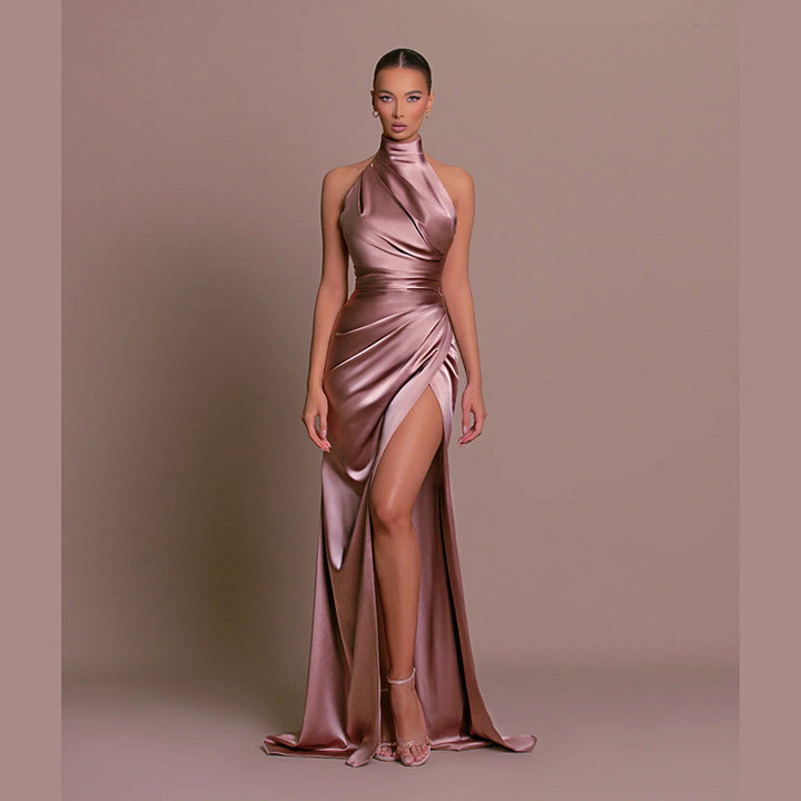 Damer glamoröst aftonklänning med hög slits och elegant wrap-look Mirla-Eva Jonsson