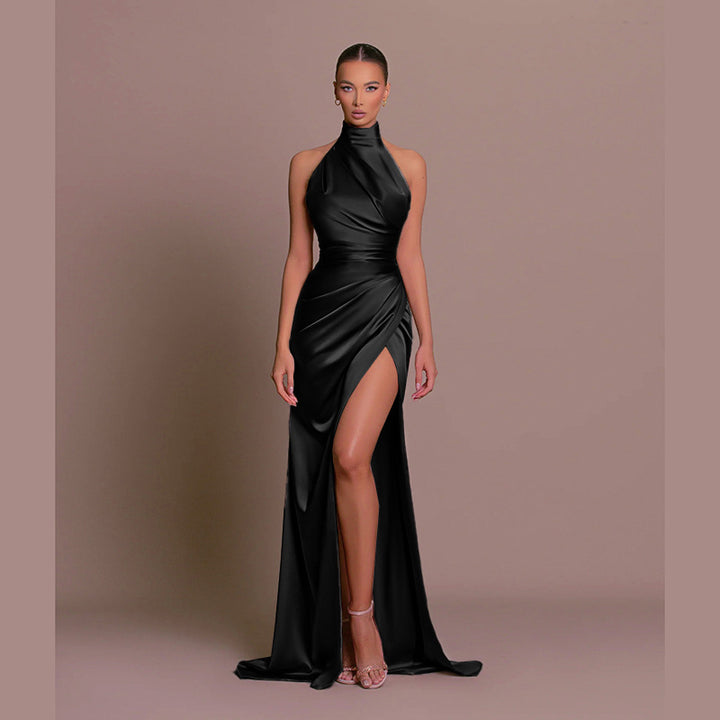 Damer glamoröst aftonklänning med hög slits och elegant wrap-look Mirla-Eva Jonsson