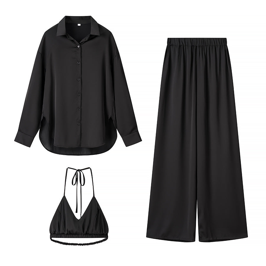 Damer glamouröst 3-delat set med shorts, blus och topp Mirla-Eva Jonsson
