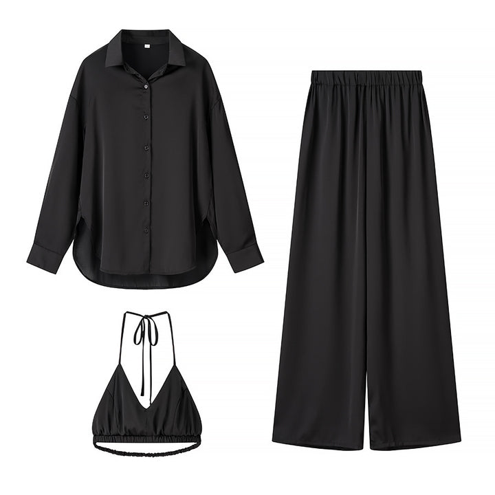 Damer glamouröst 3-delat set med shorts, blus och topp Mirla-Eva Jonsson