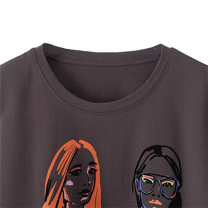 Damer grafisk T-shirt med konstnärlig tryck Mirla-Eva Jonsson