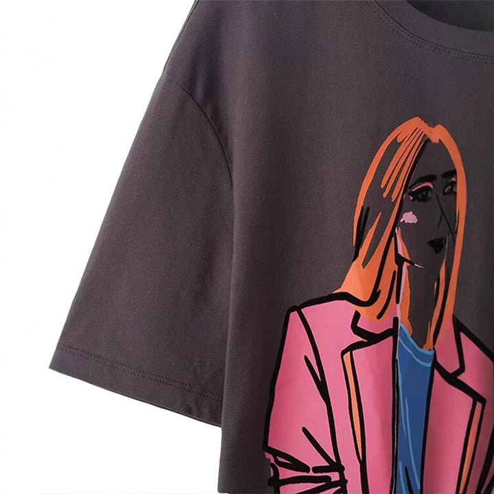 Damer grafisk T-shirt med konstnärlig tryck Mirla-Eva Jonsson