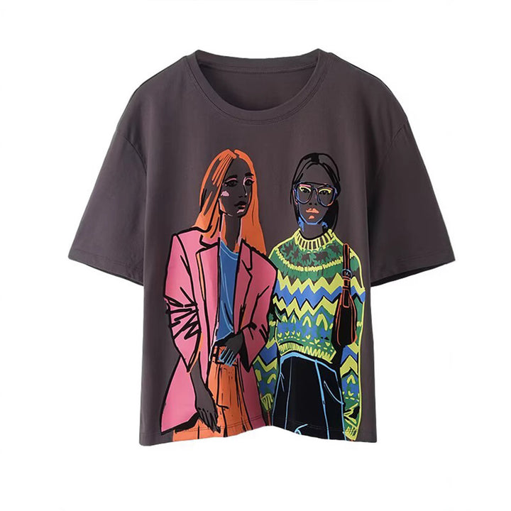 Damer grafisk T-shirt med konstnärlig tryck Mirla-Eva Jonsson