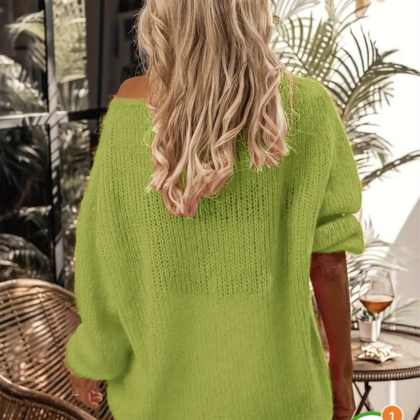 Damer grovstickad tröja med avslappnad passform och vida ärmar Eva Jonsson-Eva Jonsson