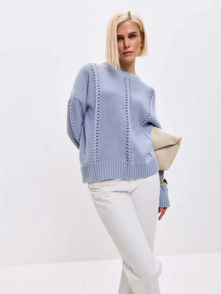 Damer grovstickad tröja med strukturerad design och lös passform Eva Jonsson-Eva Jonsson