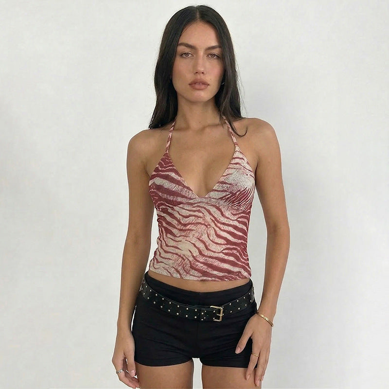 Damer halter-top med exotiskt djurmönster och figurnära snitt Mirla-Eva Jonsson