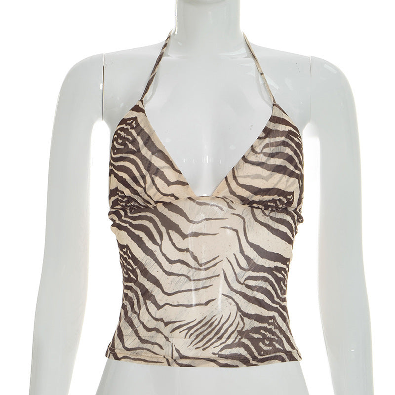 Damer halter-top med exotiskt djurmönster och figurnära snitt Mirla-Eva Jonsson