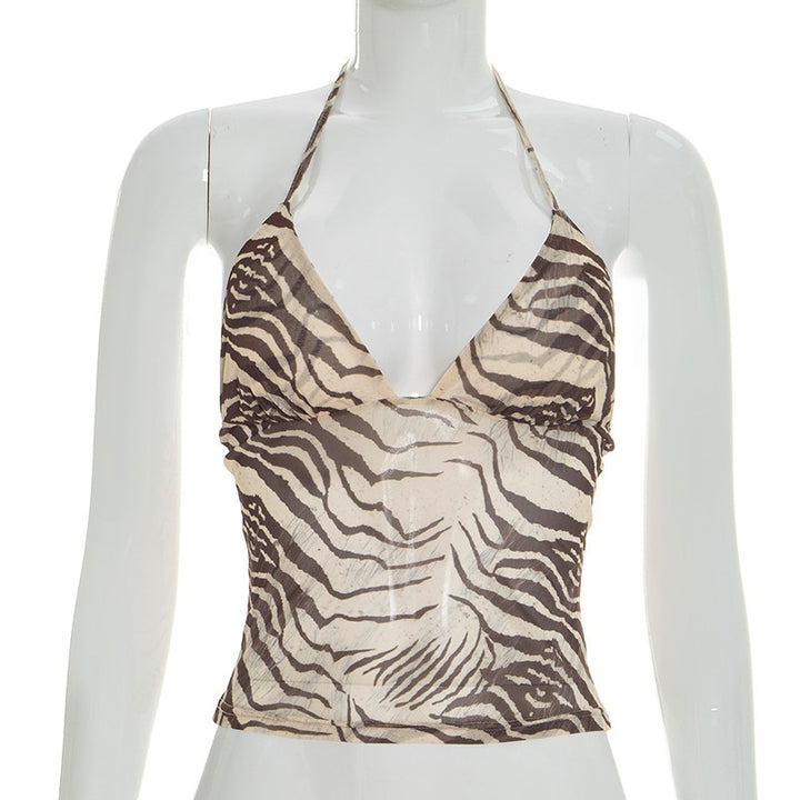 Damer halter-top med exotiskt djurmönster och figurnära snitt Mirla-Eva Jonsson