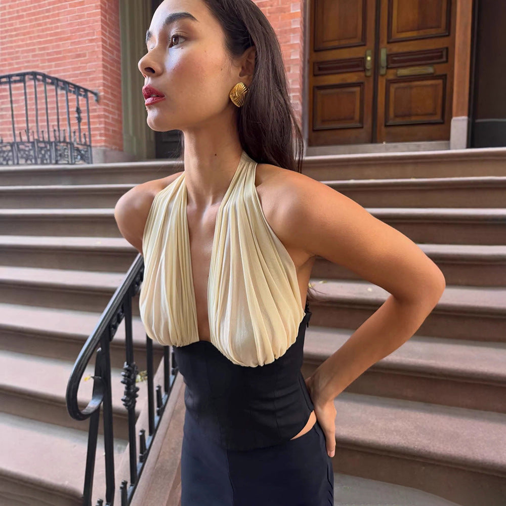 Damer halterneck topp med elegant draperingseffekt Mirla-Eva Jonsson
