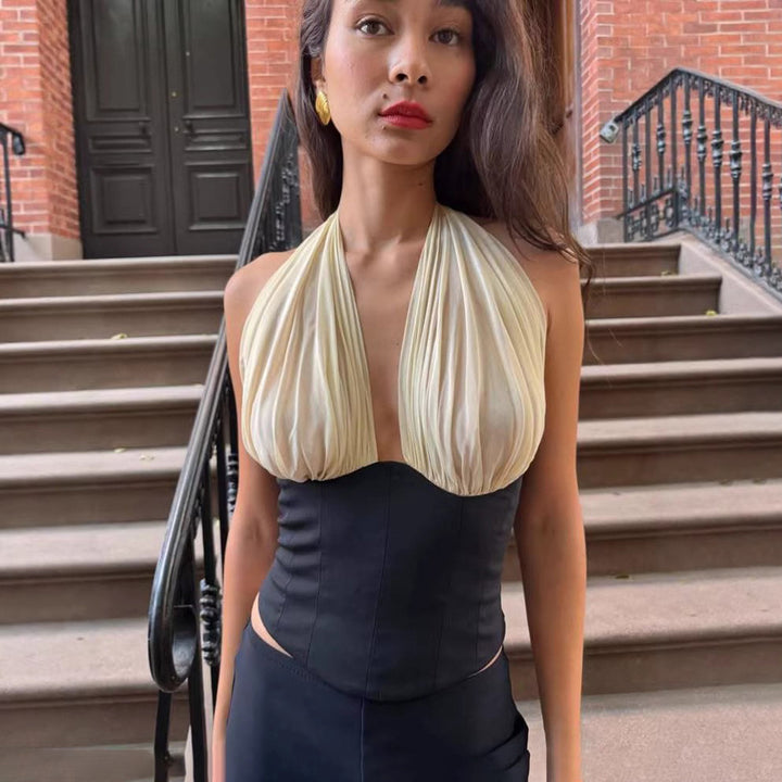 Damer halterneck topp med elegant draperingseffekt Mirla-Eva Jonsson