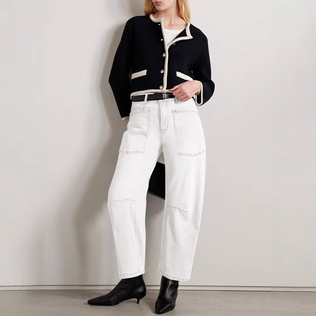 Damer halvhöga denimbyxor med unika påsydda fickor Mirla-Eva Jonsson