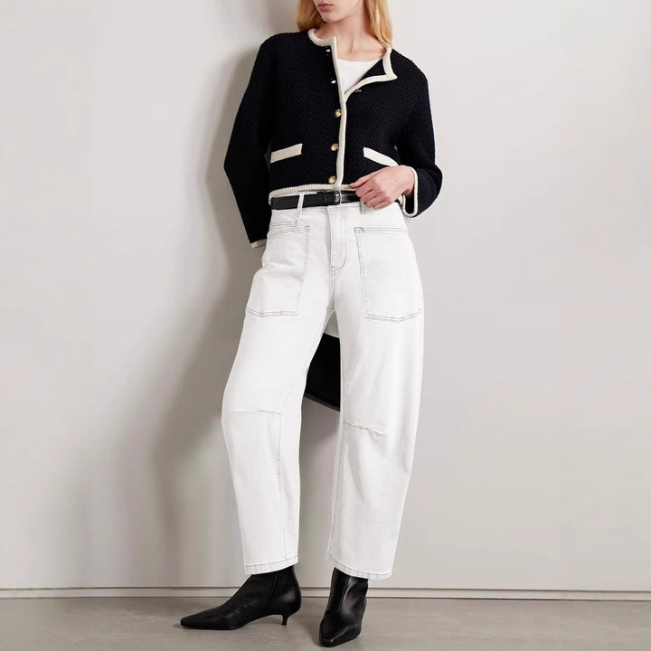 Damer halvhöga denimbyxor med unika påsydda fickor Mirla-Eva Jonsson